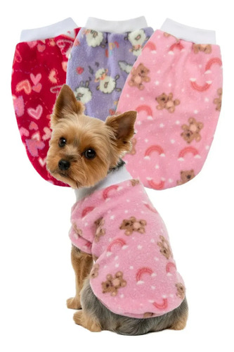 Kit 3 Roupa De Frio Para Cachorro Roupinha Pet Inverno Tam-01 Fêmea Casaco Soft Quentinho Blusa Cães Porte Pequeno e Filhote Jn Pet