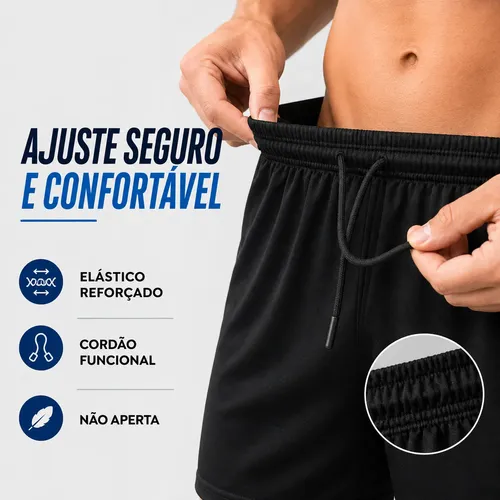 Kit 3 Shorts Bermuda Masculina Tactel Com Elastano Academia