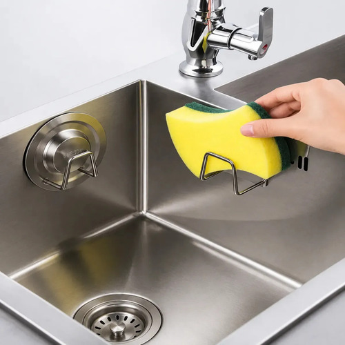 Kit 3 Suporte Porta Bucha Esponja Para Pia Cozinha Organizador Com Gancho Aço Inox Prata