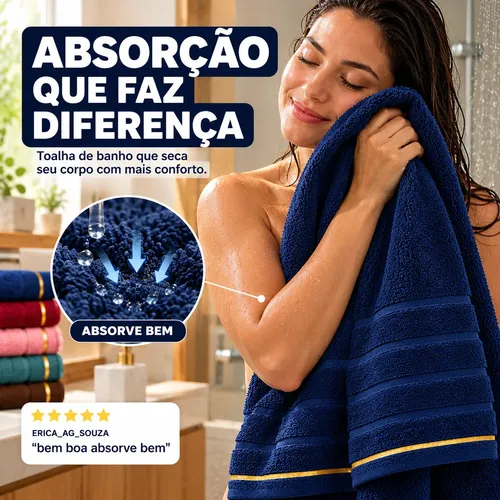 Kit 3 Toalhas De Banho Gigante Luxo 70x1,40 Grossa Atacado