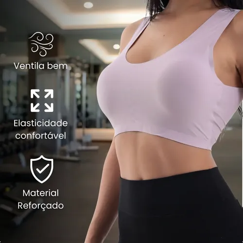 Kit 3 Top Regata Feminino Sem Costura Fitness Poliamida