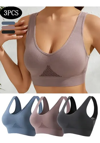 Kit 3 tops com bojo esportivo fitness academia yoga ciclismo
