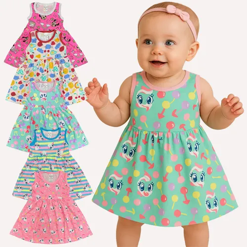 Kit 3 vestido regata aquarela baby infantil menina algodao