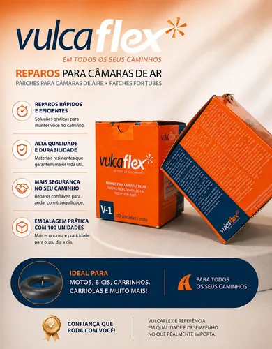 Kit 3 Vulcaflex V-1 Remendo Frio Redondo 40mm Caixa 100 Und.