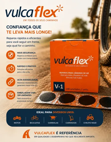 Kit 3 Vulcaflex V-1 Remendo Frio Redondo 40mm Caixa 100 Und.