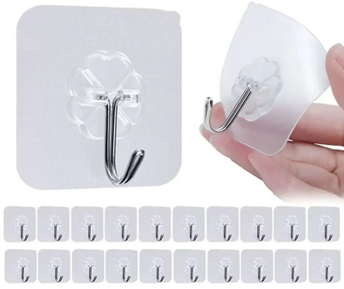 Kit 30 ganchos adesivos parede transparente inox nao fura su