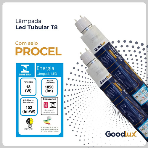 Kit 30 Lampada Led 18w T8 Tubular 120cm Branco Frio Goodlux Luz