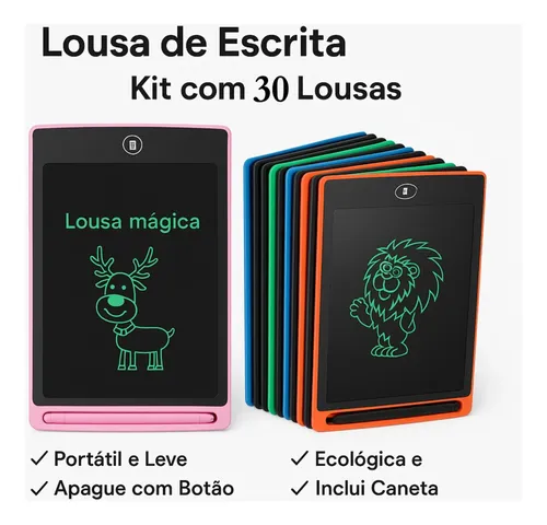 Kit 30 Lousas Mágica Tablet Brinquedo Para Criança Desenhar