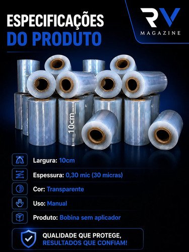 Kit 30 Rolos - Filme Stretch 100mm X 0,30 Mic