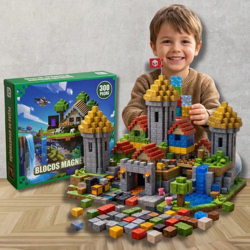 Kit 300 blocos magneticos brinquedo infantil montar construc