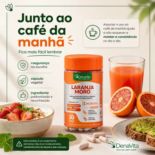 Kit 3x Laranja Moro Morosil + Cromo + Café Verde - Denavita