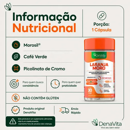 Kit 3x Laranja Moro Morosil + Cromo + Café Verde - Denavita