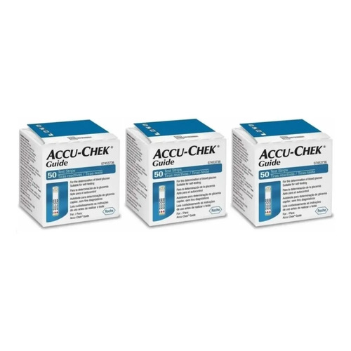 Kit 3x50 accu chek guide 150 tiras reagentes promocao 1