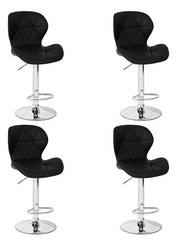 Kit 4 banquetas confort estofada giratoria altura ajustavel