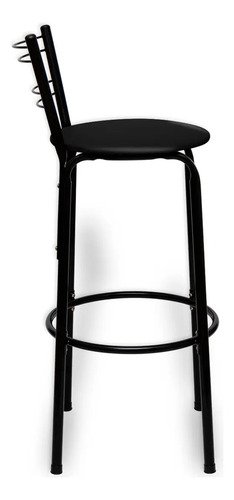 Kit 4 Banquetas Itagold Florida Top Alta Cozinha Americana Bar Balcão Alto Estrutura Preta Atlanta Cor Assento Preto 90cm