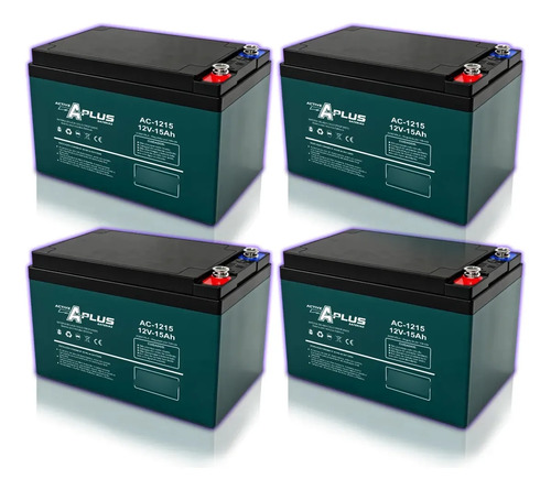 Kit 4 bateria bike eletrica 12v 15ah 48v ciclo profundo
