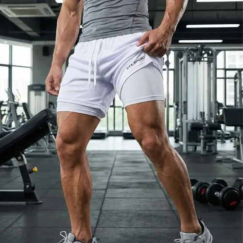 Kit 4 Bermudas 2 Em 1 Masculina Academia Corrida Treino Ctx