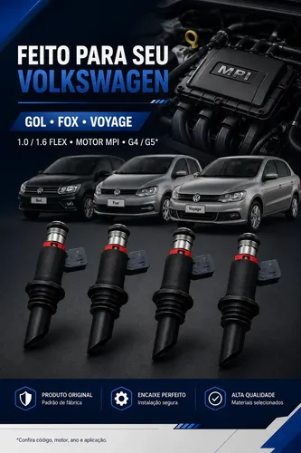 Kit 4 Bico Injetor Vw Gol Fox Voyage 1.0/1.6 Flex G4/g5 Orig