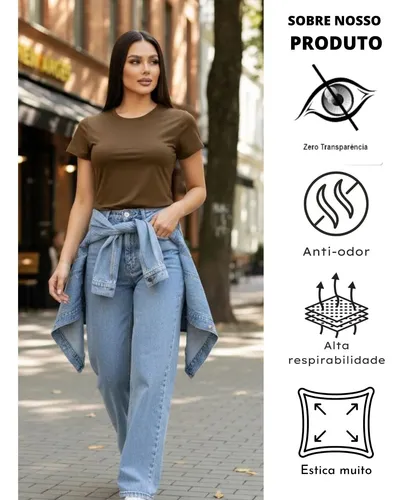 Kit 4 Blusas Feminina Suplex Estilosa T Shirt Básica Casual
