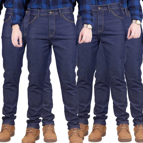 Kit 4 calca jeans masculina elastano lycra trabalho premium