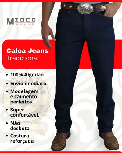 Kit 4 Calças Jeans Masculina Tradicional Reforçada Reta