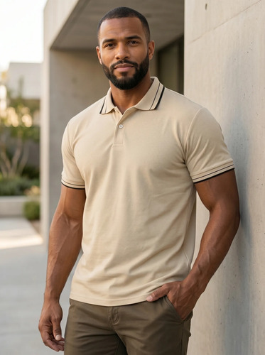 Kit 4 Camisa Gola Polo Piquet Masculina Slim Casual Algodão