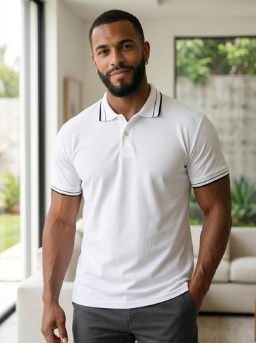 Kit 4 Camisa Gola Polo Piquet Masculina Slim Casual Algodão