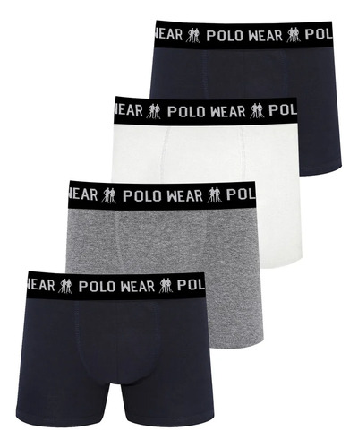 Kit 4 cuecas algodao polo wear sortido