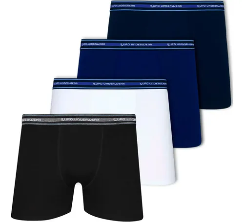 Kit 4 cuecas boxer lupo algodao confortavel box original