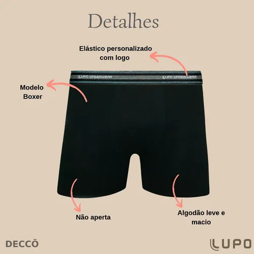 Kit 4 Cuecas Lupo Boxer Algodão Box Confortável Original