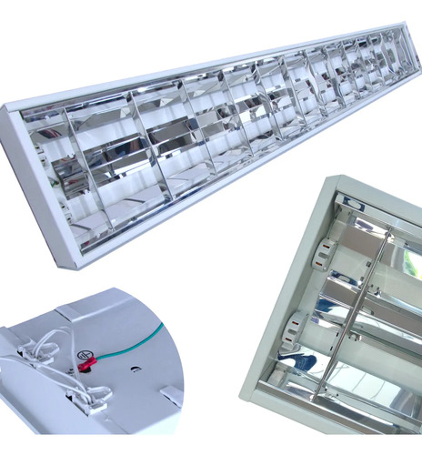 Kit 4 luminaria teto sobrepor aleta tubular led 18w t8 120cm