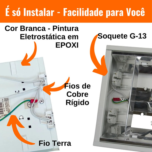Kit 4 Luminária Teto Sobrepor Aleta Tubular Led 18w T8 120cm