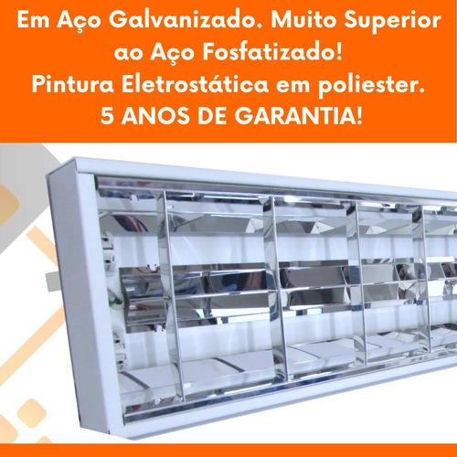 Kit 4 Luminária Teto Sobrepor Aleta Tubular Led 18w T8 120cm