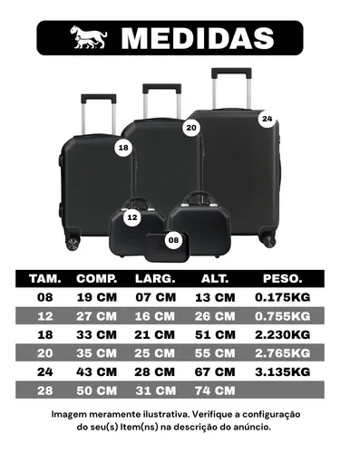 Kit 4 Malas / Frasqueiras De Viagem Bordo E Despacho M3