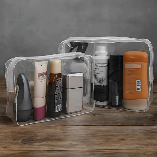 Kit 4 necessaire pvc transparente 2 tam p 2 tam m