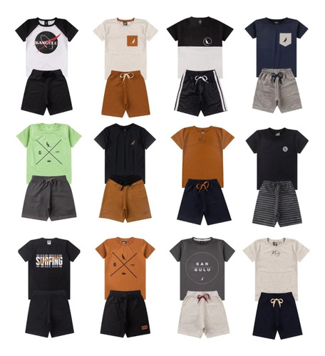 Kit 4 Peças 2 Conjuntos Roupa Infantil Menino Verão Sortido