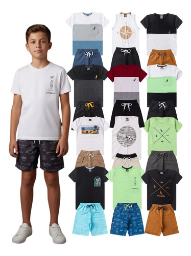 Kit 4 Peças 2 Conjuntos Roupa Infantil Menino Verão Sortido