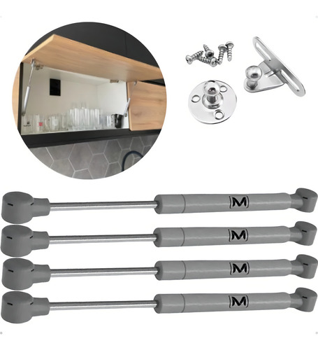 Kit 4 pistao a gas 100n amortecedor armario cozinha moveis p