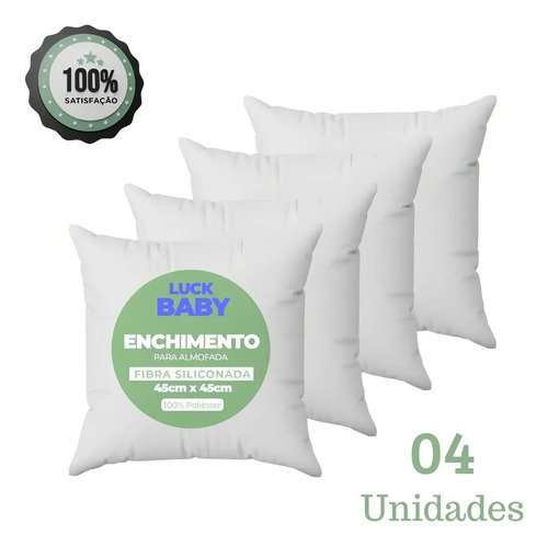 Kit 4 Refis de Almofada Laribaby Super Macio para Enchimento de Fibra Siliconada Antialérgico 45x45 cm Branco