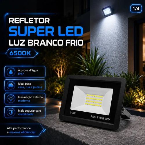 Kit 4 refletores super led 200w holofote bivolt ip67 prova d