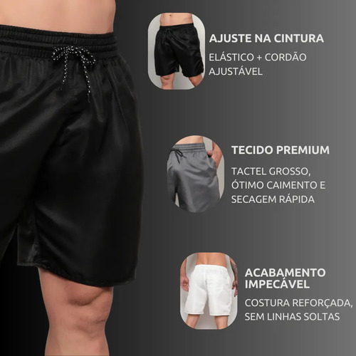Kit 4 Short Praia Masculino Bermuda Tactel Verão Academia
