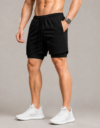 Kit 4 Shorts 2 Em 1 Duplo Bolso Para Academia Treino Corrida