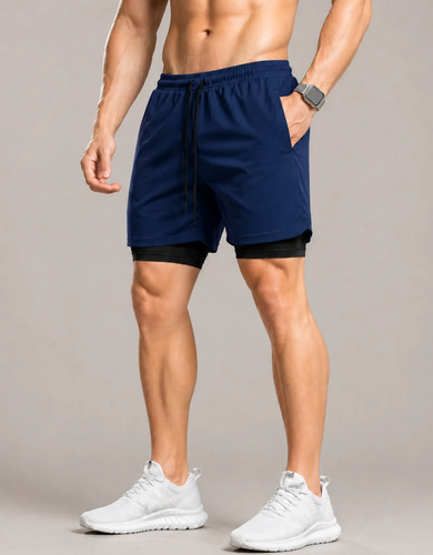 Kit 4 Shorts 2 Em 1 Duplo Bolso Para Academia Treino Corrida