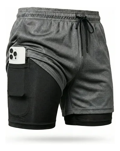 Kit 4 Shorts 2 Em 1 Duplo Dryfit Masculino Compressão Térmic