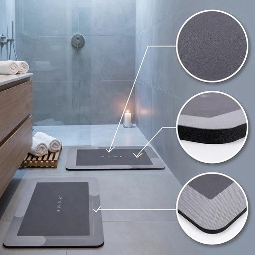 Kit 4 Tapetes Mágicos Super Soft Antiderrapante Alta Absorção em Microfibra para Banheiro Lavabo Lavanderia Macio Secagem Rápida Hipoalergênico