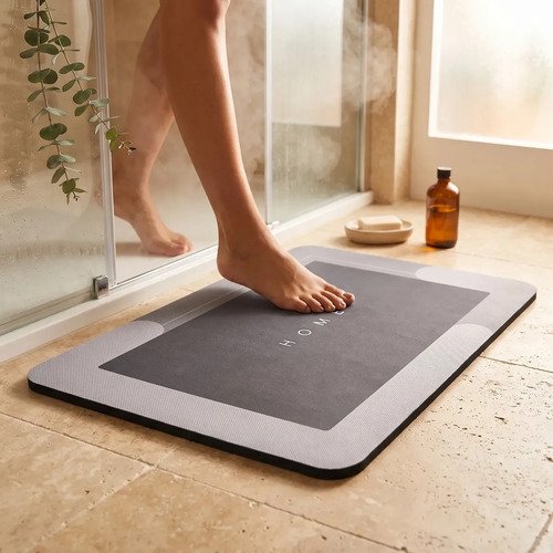 Kit 4 Tapetes Mágicos Super Soft Antiderrapante Alta Absorção em Microfibra para Banheiro Lavabo Lavanderia Macio Secagem Rápida Hipoalergênico