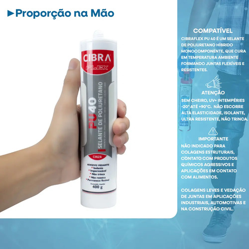Kit 4 Unid Selante Poliuretano Pu 40 Cibra Flex Cinza Pu40 Mais Vendido
