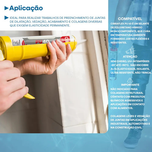 Kit 4 Unid Selante Poliuretano Pu 40 Cibra Flex Cinza Pu40 Mais Vendido