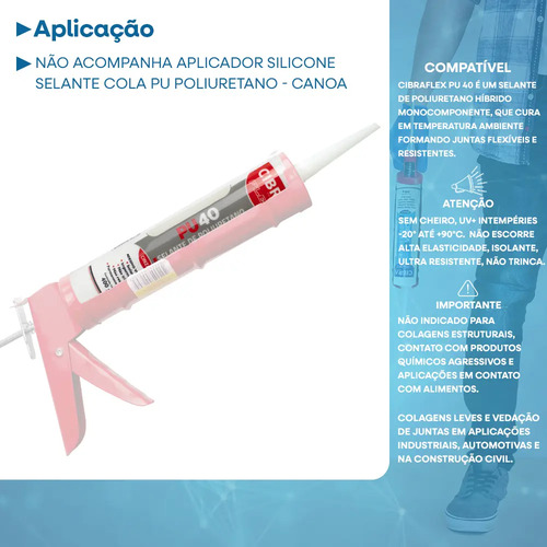 Kit 4 Unid Selante Poliuretano Pu 40 Cibra Flex Cinza Pu40 Mais Vendido