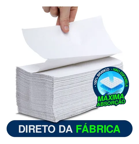 Kit 4000 papel toalha interfolha branco puro para secar maos